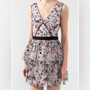 Self-Portrait Pink and Black Lace Dress